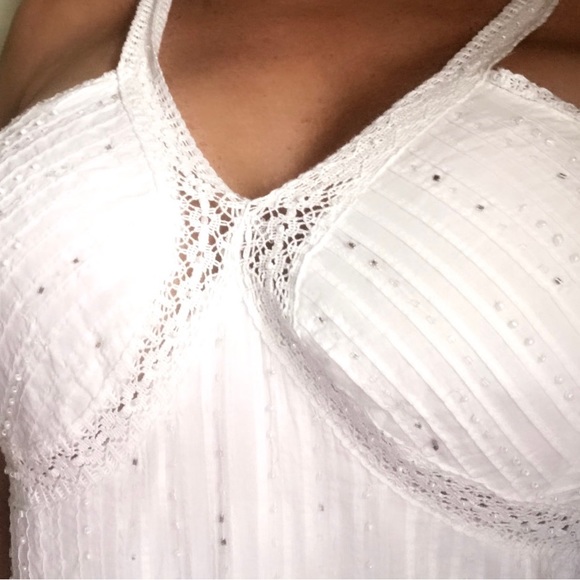 Vasna | White Pearls Boho Dress | Size Large - Picture 12 of 16